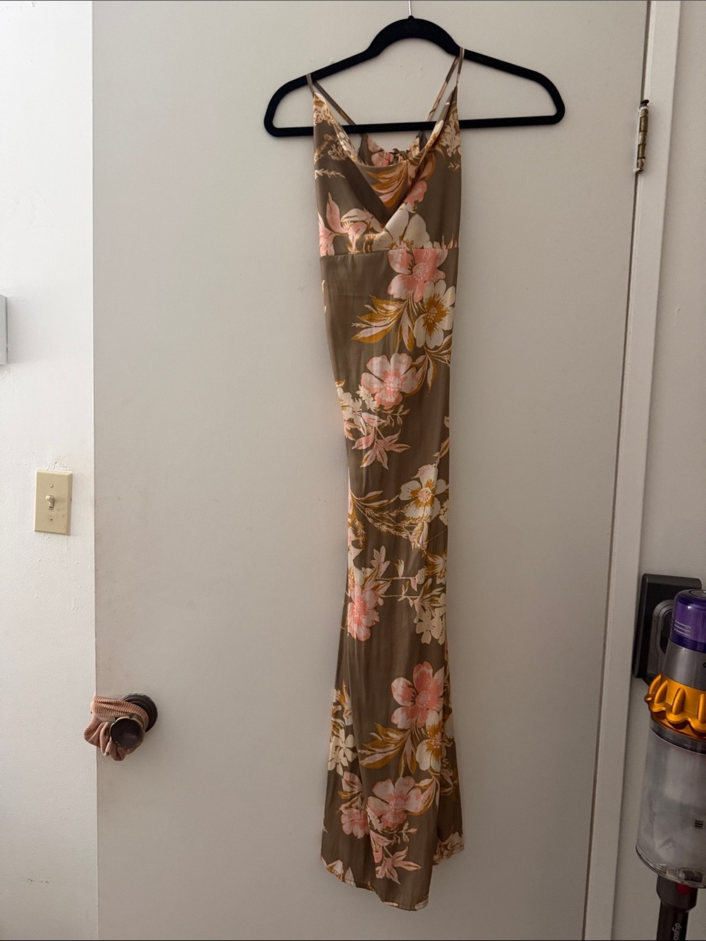 Free People Floral Slip Midi Dress - Olive with Pink Floral
